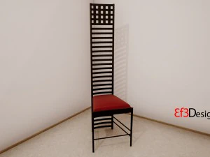 silla de la casa de la colina de charles rennie mackintosh Modelo 3D