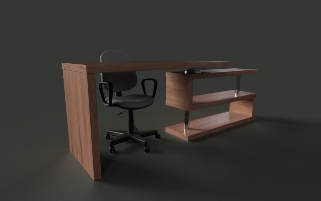 office desk and chair 3D Model .c4d .max .obj .3ds .fbx .stl .blend 