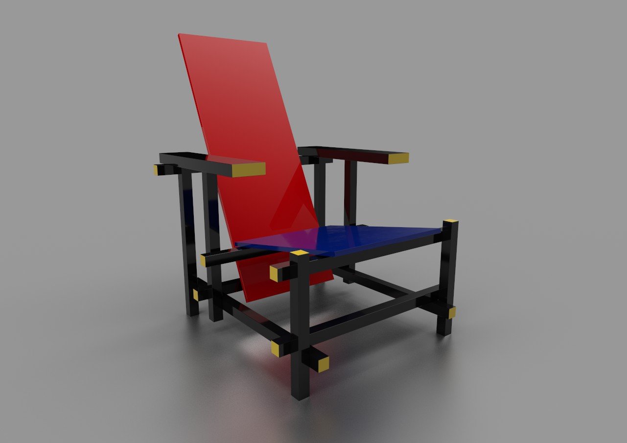 red blue chair by gerrit thomas rietveld 3D in Chair 3DExport
