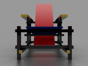 red and blue chair by gerrit thomas rietveld Modelo 3D