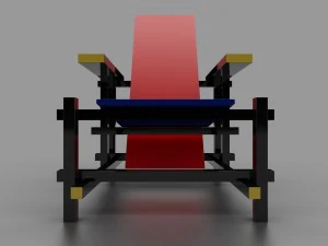 red and blue chair by gerrit thomas rietveld 3D Model
