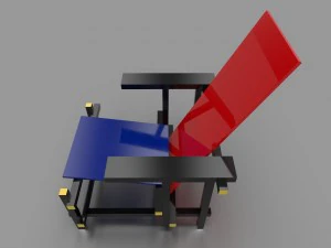red and blue chair by gerrit thomas rietveld 3D Model