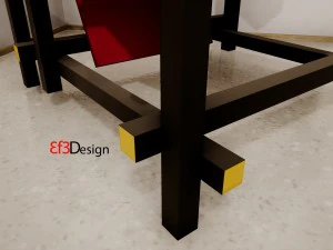 red and blue chair by gerrit thomas rietveld 3D Model