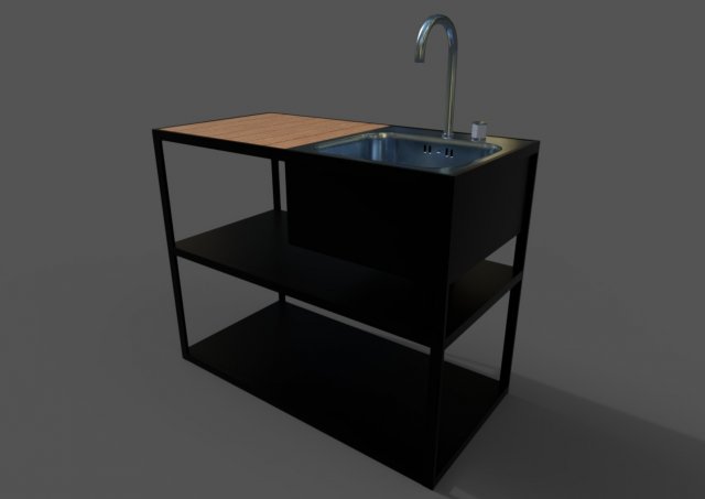 garden kitchen sink 3D Model .c4d .max .obj .3ds .fbx .stl .blend
