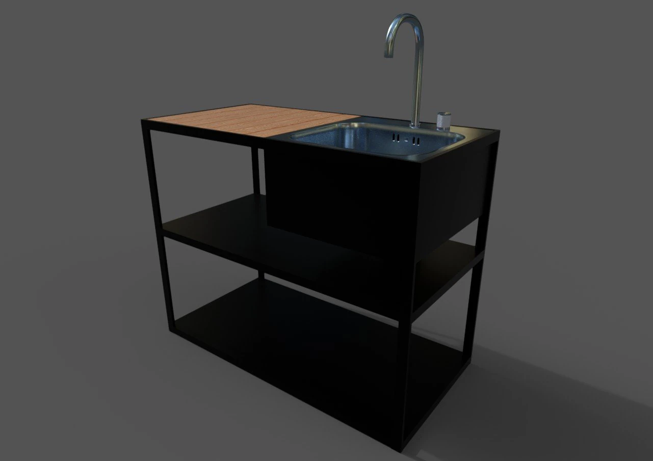 garden kitchen sink 3D Model .c4d .max .obj .3ds .fbx .stl .blend 