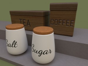 kitchen containers for coffee - tea - sugar - salt 3D मॉडल