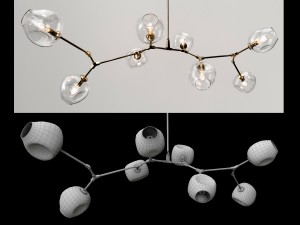 branching bubble 8 lamps by lindsey adelman clear-gold Modèle 3D