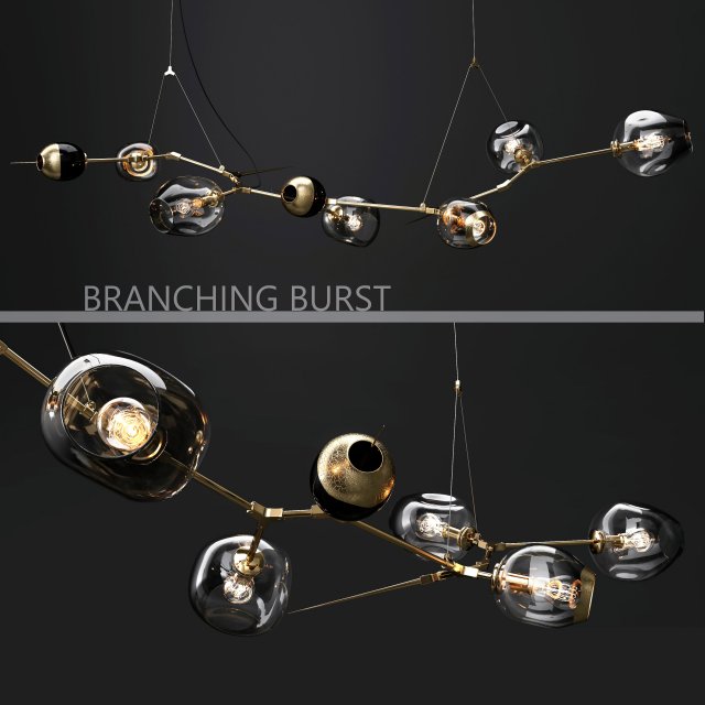 branching burst 6 lamps by lindsey adelman dark-gold 3D Model .c4d .max .obj .3ds .fbx .stl .blend