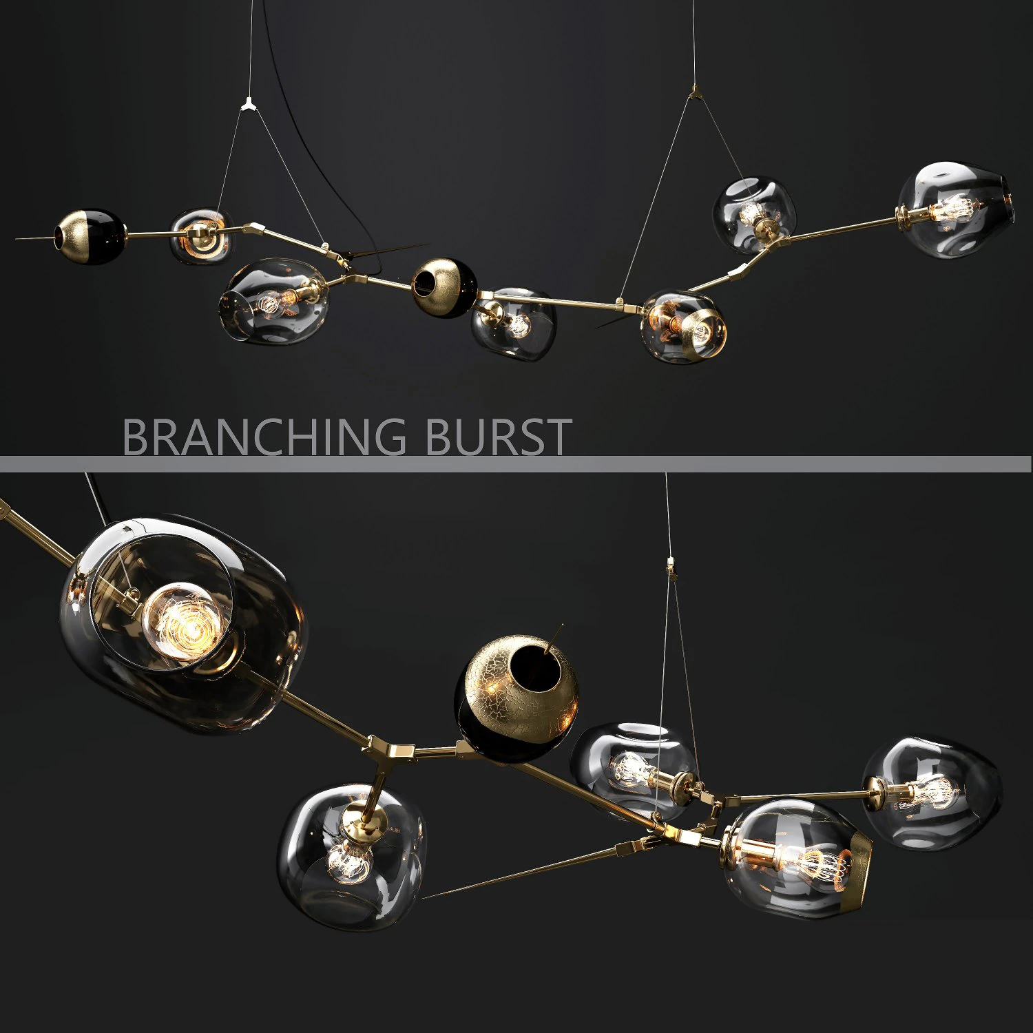 branching burst 6 lamps by lindsey adelman dark-gold 3D Model .c4d .max .obj .3ds .fbx .stl .blend 