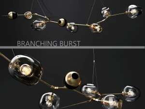 Lindsey Adelman dark-gold의 분기 버스트 6 램프 3D 모델