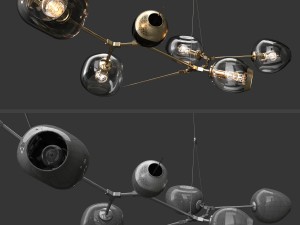 branching burst 6 lamps by lindsey adelman dark-gold 3D Model
