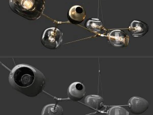 branching burst 6 lamps by lindsey adelman dark-gold 3D Model