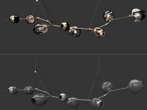 branching burst 6 lamps by lindsey adelman dark-gold 3D Model