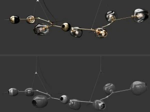 branching burst 6 lamps by lindsey adelman dark-gold 3D Model
