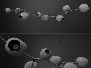 branching burst 6 lamps by lindsey adelman dark-gold 3D Model