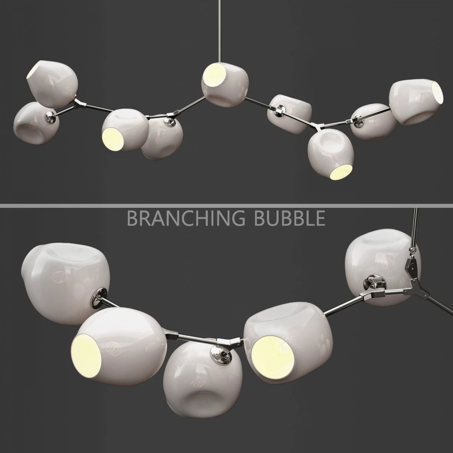 branching bubble 9 lamps by lindsey adelman milk silver 3D Model .c4d .max .obj .3ds .fbx .stl .blend 