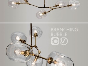 branching bubble 5 lamps by lindsey adelman clear gold 3D मॉडल