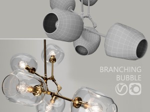 branching bubble 5 lamps by lindsey adelman clear gold 3D 模型