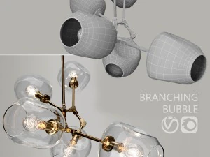 branching bubble 5 lamps by lindsey adelman clear gold 3D Model