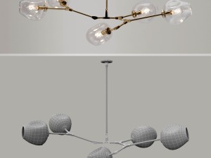 branching bubble 5 lamps by lindsey adelman clear gold 3D 模型