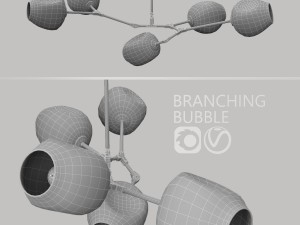 branching bubble 5 lamps by lindsey adelman clear gold 3D 模型