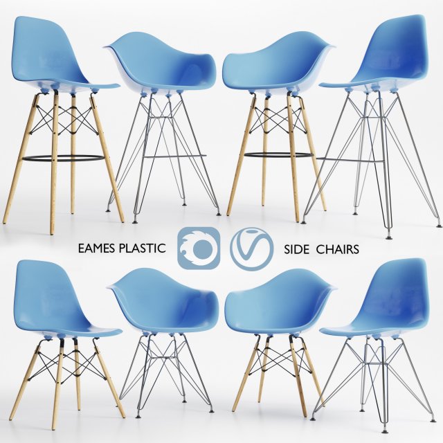 eames plastic side chairs Modèle 3D .c4d .max .obj .3ds .fbx .stl .blend 