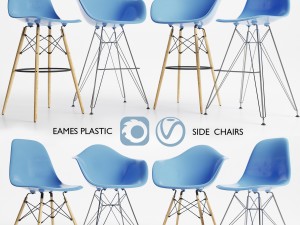 eames plastic side chairs 3D Model