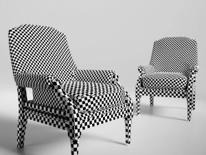 damask armchairs 3D Model