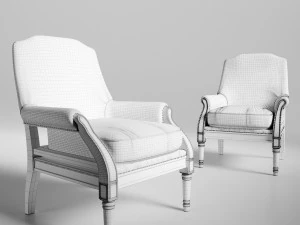damask armchairs 3D Model