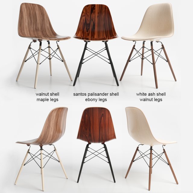 chair eames dsw wood 3D Model .c4d .max .obj .3ds .fbx .stl .blend 
