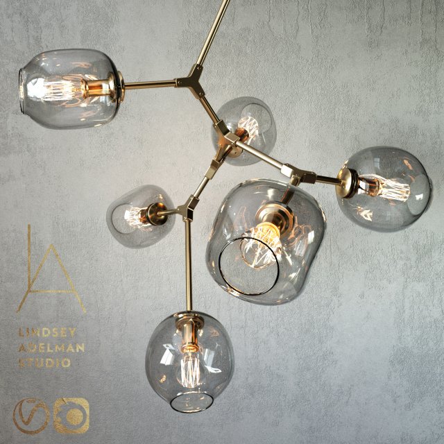 branching bubble 6 lamps gold 3D Model .c4d .max .obj .3ds .fbx .stl .blend 