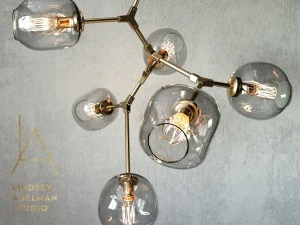 branching bubble 6 lamps gold 3D Model