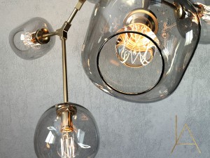 branching bubble 6 lamps gold 3D Model