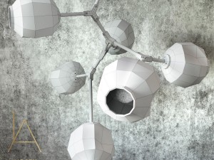 branching bubble 6 lamps gold 3D Model