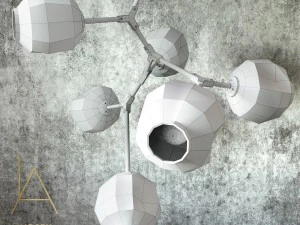 branching bubble 6 lamps gold 3D Model