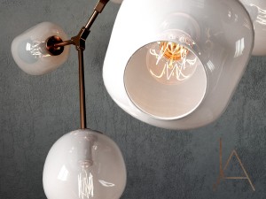 branching bubble 6 lamps milk 3D 模型