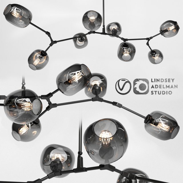 branching bubble 8 lamps black Modelo 3D .c4d .max .obj .3ds .fbx .stl .blend 