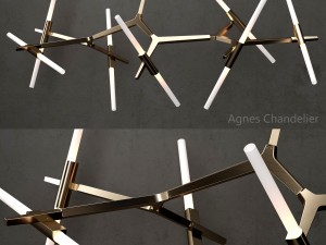 agnes chandelier 14 lights gold Modèle 3D