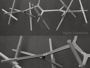 agnes chandelier 14 lights gold Model 3D