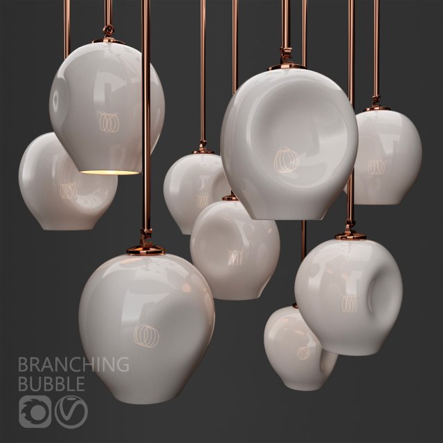 branching bubble 1 lamp by lindsey adelman milk-copper 3D Модель .c4d .max .obj .3ds .fbx .stl .blend 