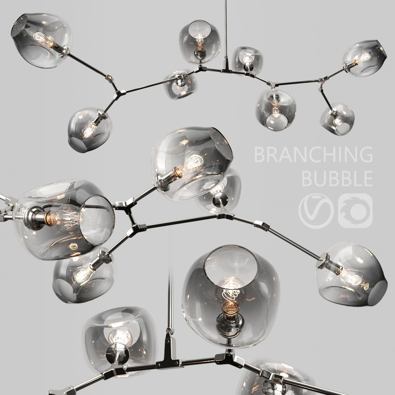 branching bubble 8 lamps by lindsey adelman dark-silver 3D Model .c4d .max .obj .3ds .fbx .stl .blend 