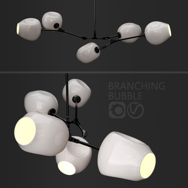 branching bubble 5 lamps by lindsey adelman milk black Model 3D .c4d .max .obj .3ds .fbx .stl .blend 