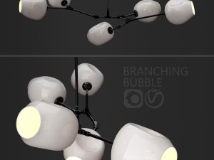 branching bubble 5 lamps by lindsey adelman milk black Modèle 3D