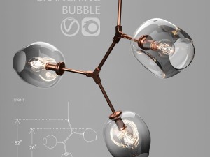 branching bubble 3 lamps by lindsey adelman dark copper Modèle 3D
