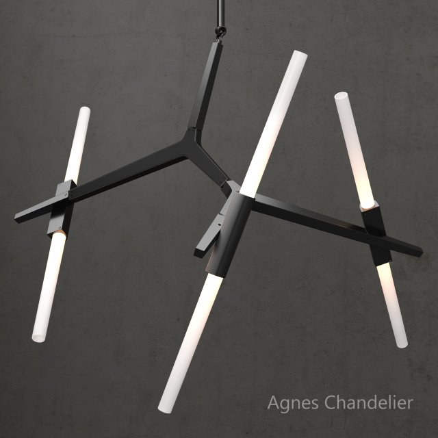 agnes chandelier 6 lights gold 3D Model .c4d .max .obj .3ds .fbx .stl .blend 