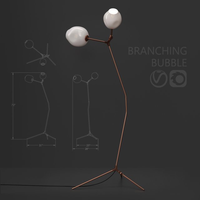 branching floor lamp by lindsey adelman milk-copper 3D मॉडल .c4d .max .obj .3ds .fbx .stl .blend 