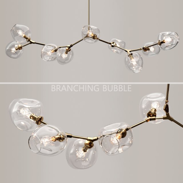 branching bubble 9 lamps by lindsey adelman clear gold 3D Модель .c4d .max .obj .3ds .fbx .stl .blend 