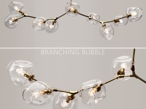branching bubble 9 lamps by lindsey adelman clear gold 3D Model