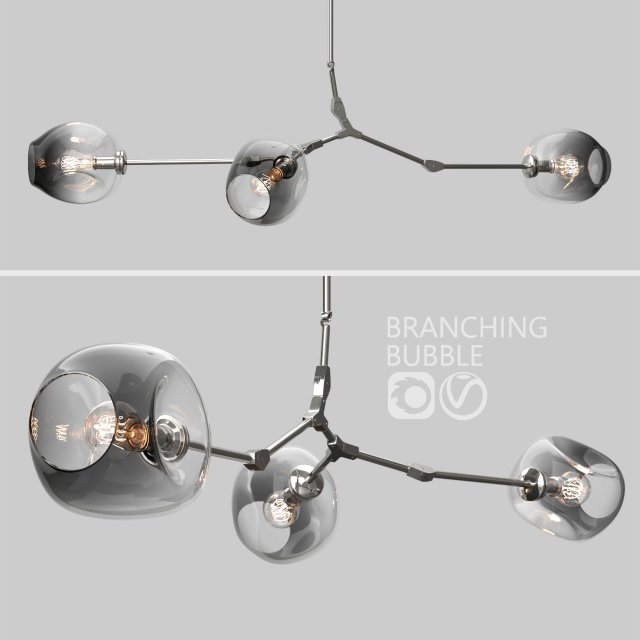branching bubble 3 lamps 2 by lindsey adelman dark silver 3D 모델 .c4d .max .obj .3ds .fbx .stl .blend 