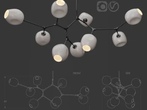 Lampy rozgałęziające się bańka 9 marki Lindsey Adelman mleczna czerń Model 3D